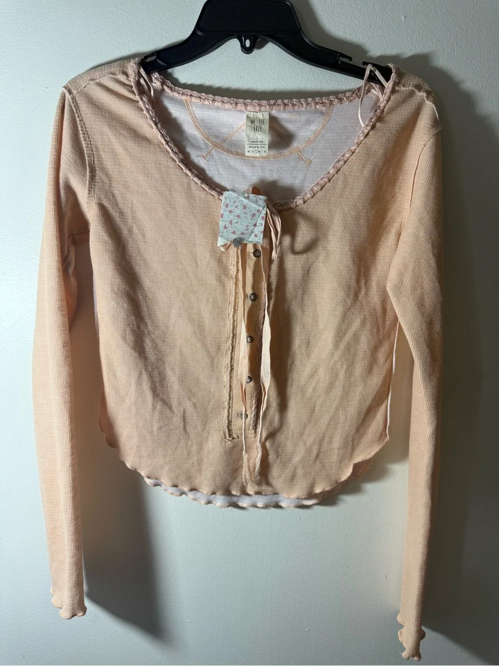 Free People Soft Peach Long-Sleeve Crop Top